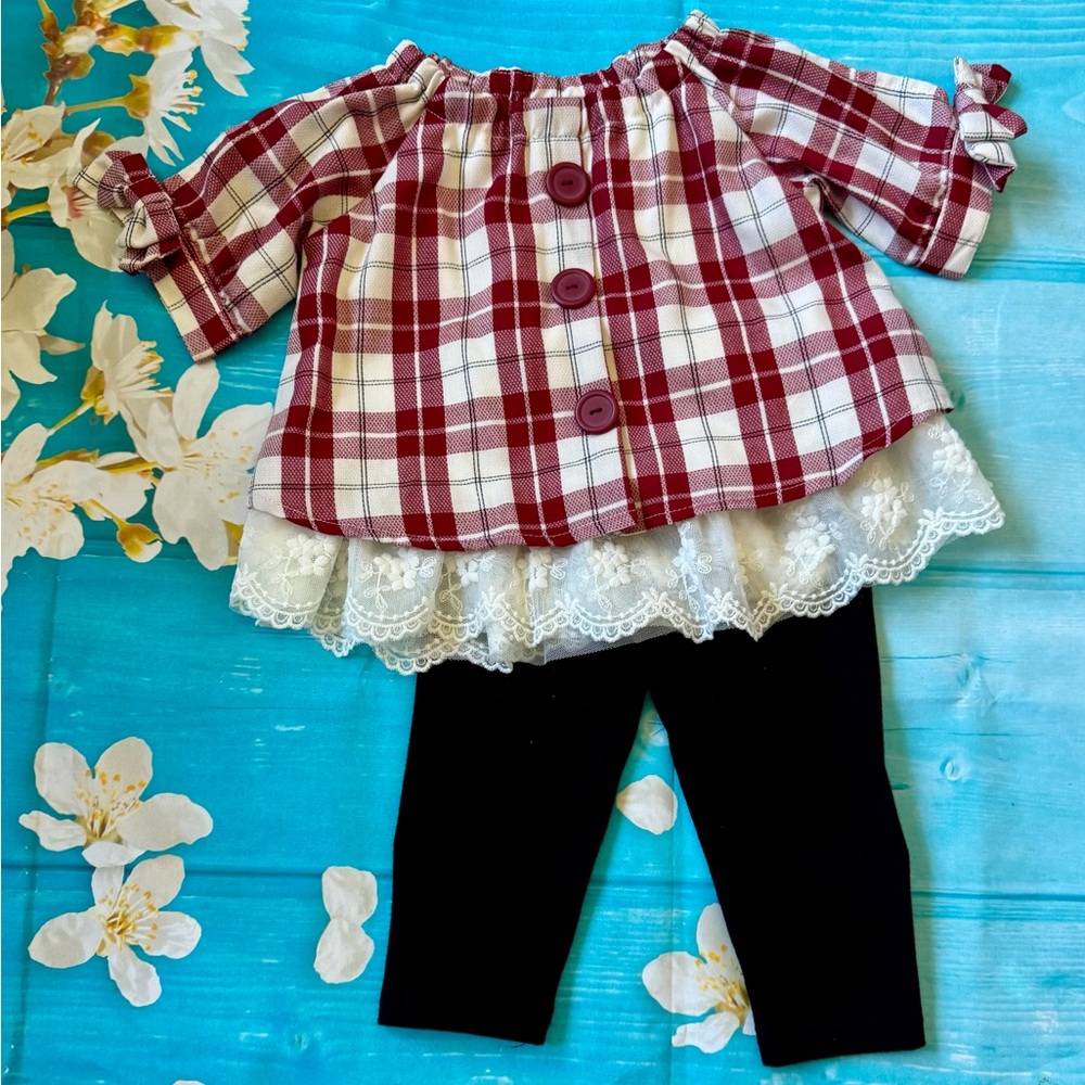 Rare Edition Red Plaid Outfit 12M